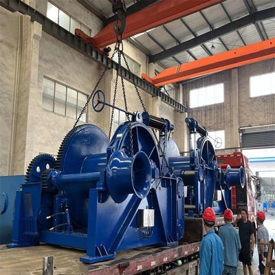 torno hidráulico azul del ancla del tambor 500kN para la nave de la pesca del cargo