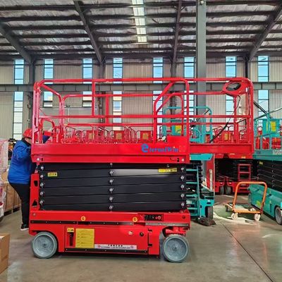 Plataforma elevadora eléctrica con botón de parada de emergencia segura con sistema de control PLC y fuente de alimentación AC/DC para un funcionamiento suave