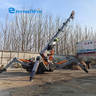 Grúa araña sobre orugas con control remoto para proyectos de construcción, 9.6 metros de longitud de pluma, 15 metros de altura máxima de elevación